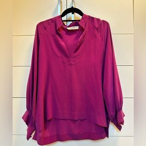 Joie Perci Long Sleeve Silk Magenta Purple Blouse - Size L
